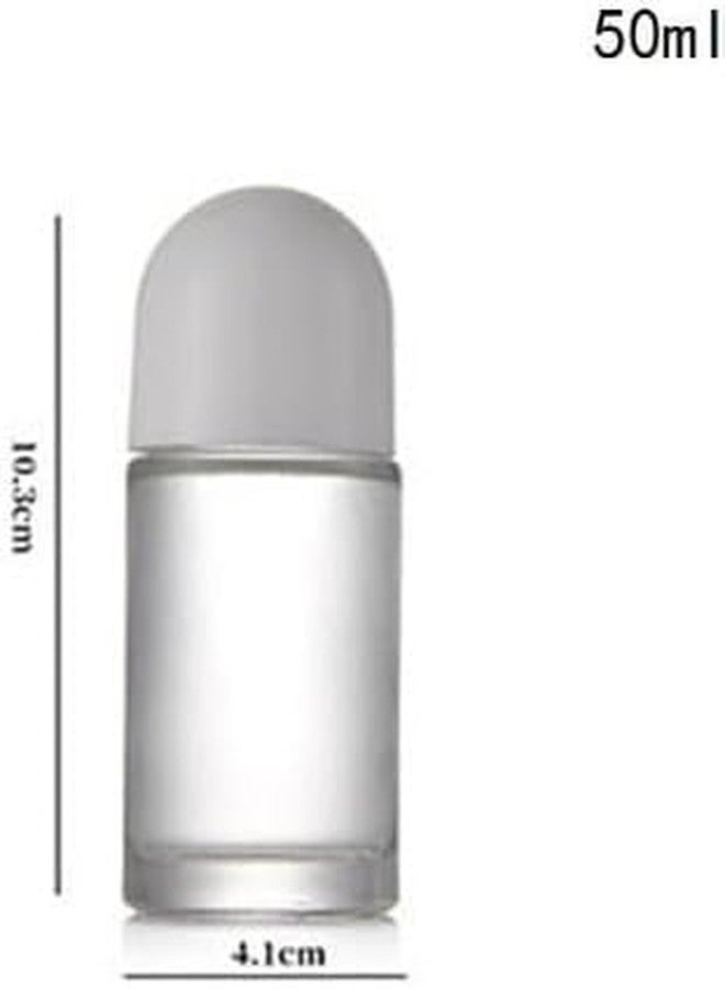 aoukoslt 2Pcs White 50ML Glass Empty Roller Bottles with Plastic Roller Ball, Roll On Containers Leak Proof Massage Ball with Cap for Essential Oil Refillable Containers, Roller Bottles - Image 2